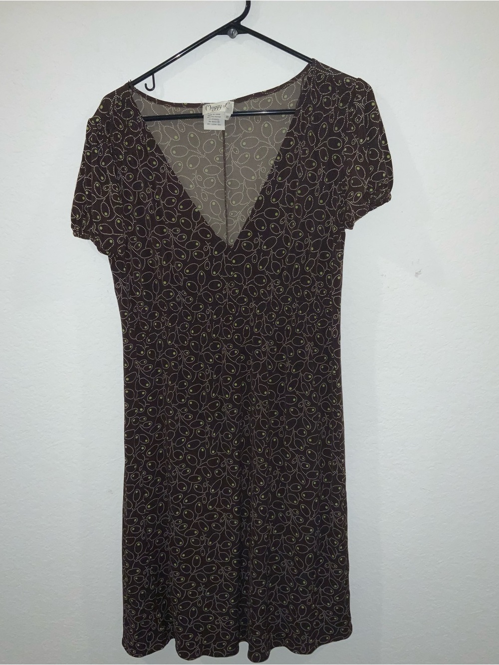 Maggy L Brown V-Neck Patterned Women’s Dress